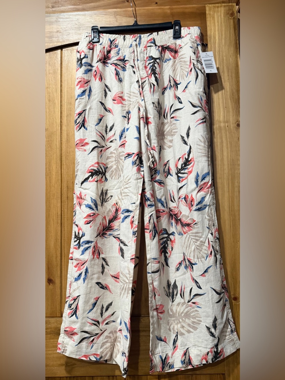 Briggs New York Cream Tropical-Leaf Pull-On Pants NWT